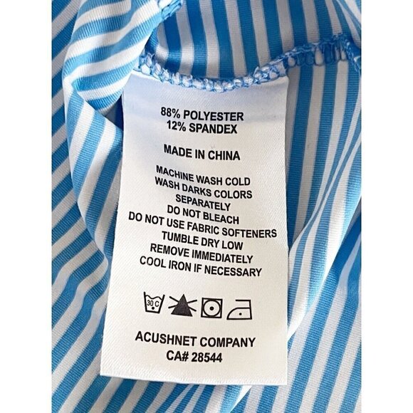 Footjoy Men's Sz L Blue White Striped Short Sleeve Golf Athletic Polo Shirt - Picture 7 of 8